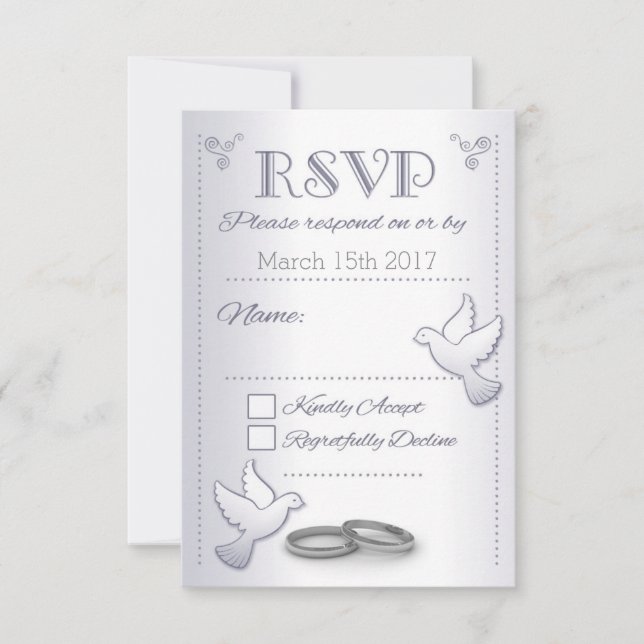 Invitación a la boda RSVP Aves de amor de la virge (Anverso)
