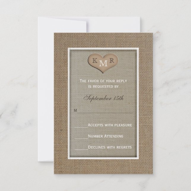 Invitación a la boda RSVP — Burlap (Anverso)