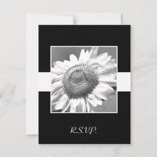 Invitación a la boda RSVP de girasol blanco y negr