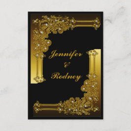 Invitación a la boda RSVP en negro y oro