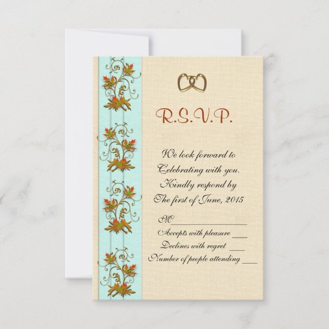 Invitación a la boda RSVP Hojas de otoño (Anverso)