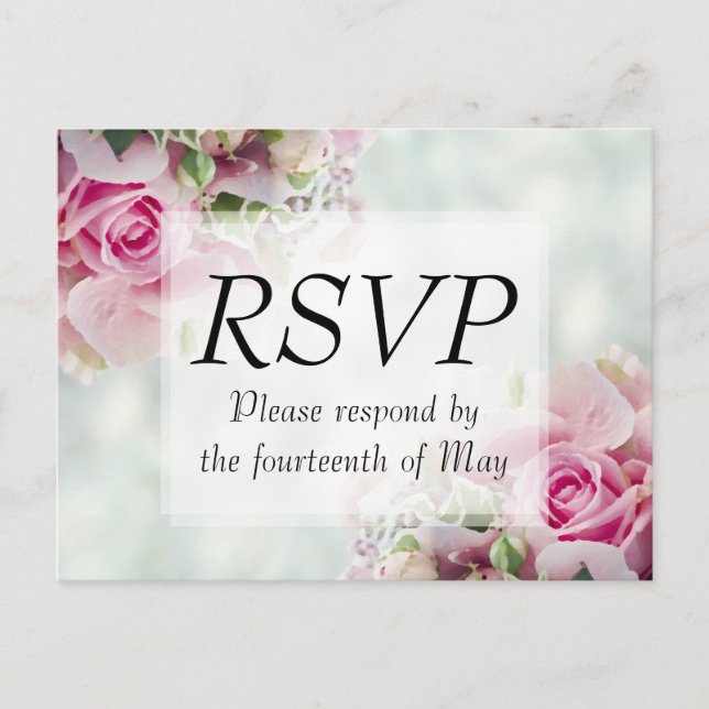 Invitación a la boda RSVP Postcard Roses rosados (Anverso)