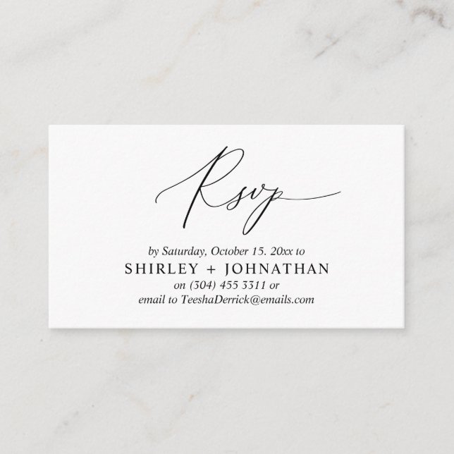 Invitación a la boda RSVP, recordatorio romántico  (Anverso)