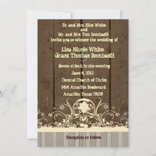 Invitación a la boda rural Shabby Lace de madera o