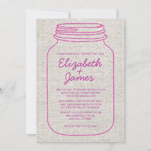 Invitación a la boda rusa de Burlap Mason Jar