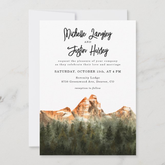 Invitación a la boda rusa de la montaña roja (Anverso)