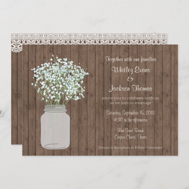 Invitación a la boda rusa de masón en madera (Anverso / Reverso)