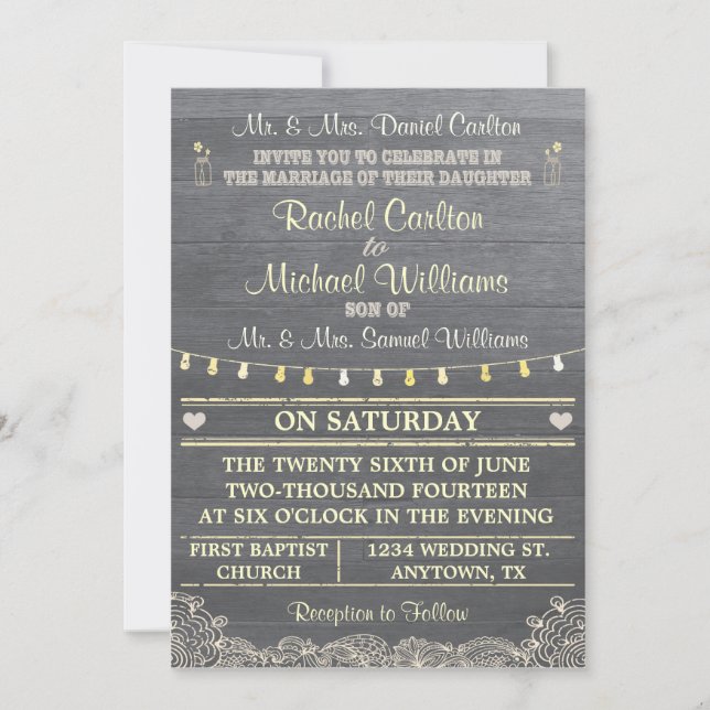 Invitación a la boda rusa de Mason Jar (Anverso)