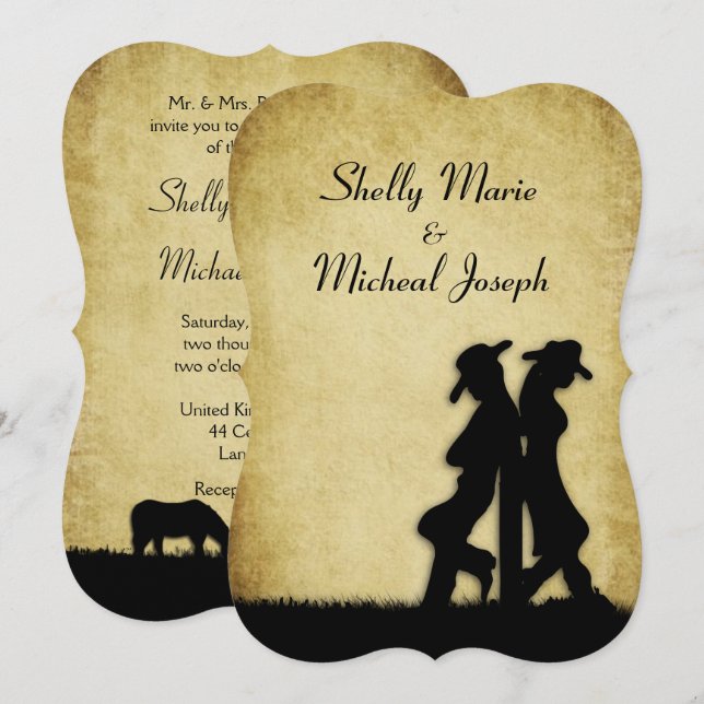 Invitación a la boda rusa occidental (Anverso / Reverso)