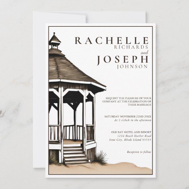 Invitación a la boda Rustic Beach Gazebo (Anverso)