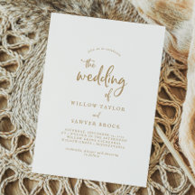 Invitación a la boda Rustic Gold Script