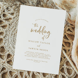 Invitación a la boda Rustic Gold Script