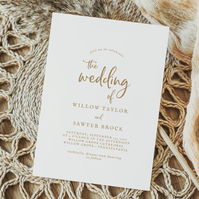 Invitación a la boda Rustic Gold Script (Subido por el creador)