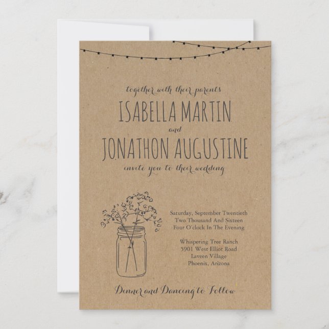 Invitación a la boda | Rustic Kraft (Anverso)
