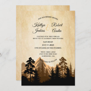 Invitación a la boda Rustic Mountain View