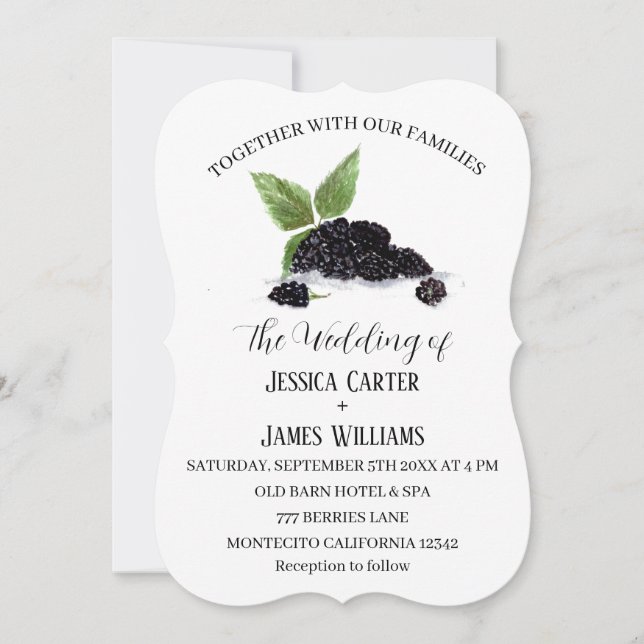 Invitación a la boda Rustic Watercolor Blackberrie (Anverso)