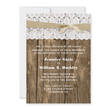 Invitación a la boda Rustic Wood and Lace Custom