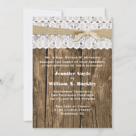 Invitación a la boda Rustic Wood and Lace Custom