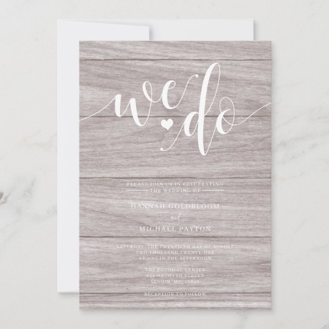 Invitación a la boda Rustic Wood We Do Wedding (Anverso)