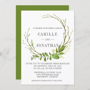 Invitación a la boda Rustic Wreath de los bosques 