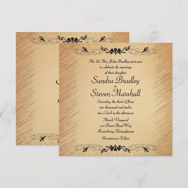 Invitación a la boda rústica (Anverso / Reverso)