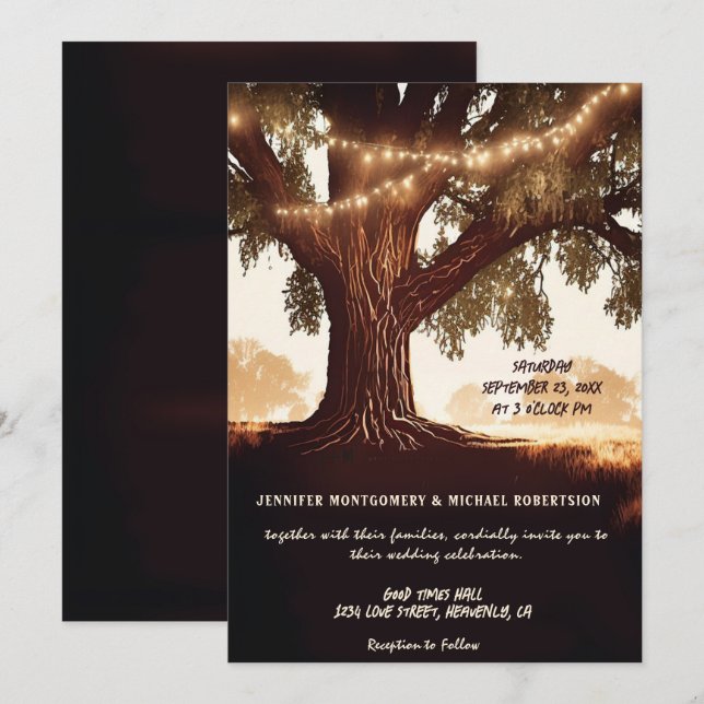 Invitación a la boda rústica (Anverso / Reverso)