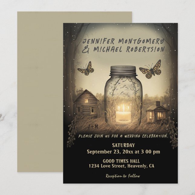Invitación a la boda rústica (Anverso / Reverso)