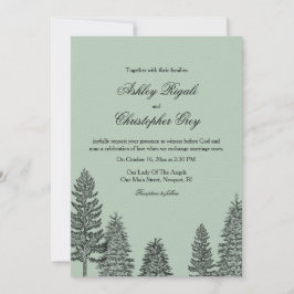 Invitación a la boda rústica - Árbol de pinos