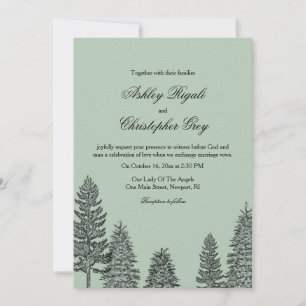 Invitación a la boda rústica - Árbol de pinos