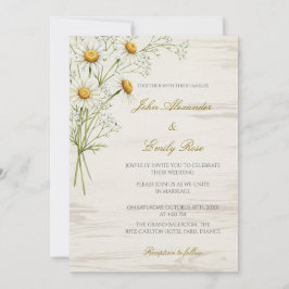 Invitación a la boda rústica beige con Daisy Flora