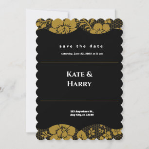 Invitación a la boda rústica blanca y negra