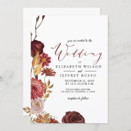 Invitación a la boda rústica botánica otoño-otoño