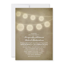 invitación a la boda rústica con lámparas de época