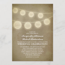invitación a la boda rústica con lámparas de época