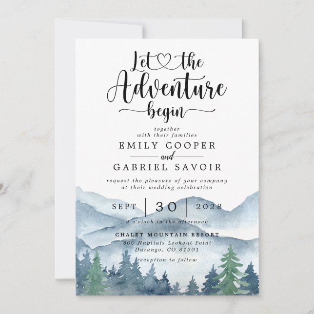 Invitación a la boda rústica de acuarela (Anverso)