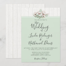 Invitación a la boda rústica de algodón y madera d