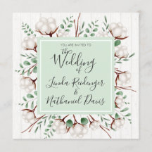 Invitación a la boda rústica de algodón y madera d