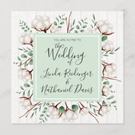 Invitación a la boda rústica de algodón y madera d