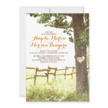 invitación a la boda rústica de árbol del corazón