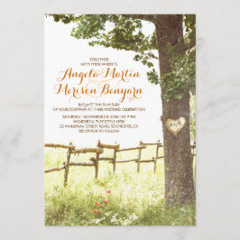 invitación a la boda rústica de árbol del corazón