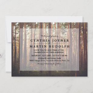 Invitación a la boda rústica de árboles forestales