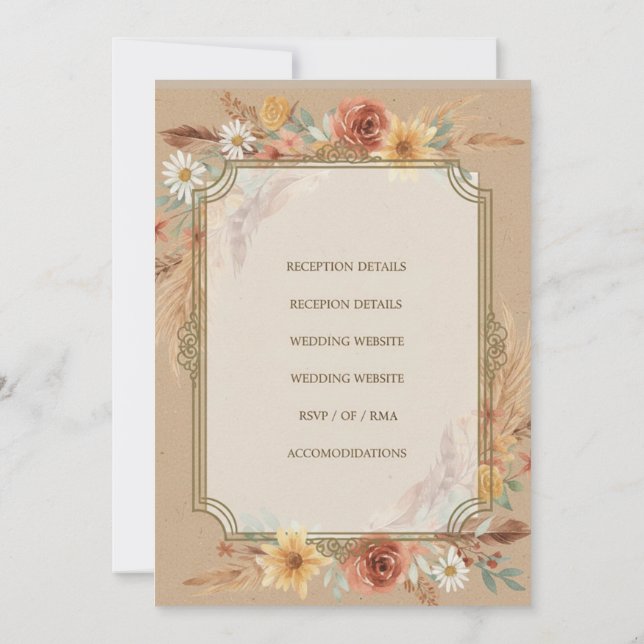 Invitación a la boda rústica de Boho (Reverso)