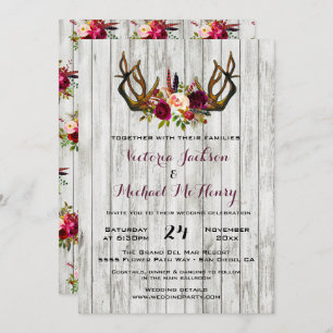 Invitación a la boda rústica de Boho con los renos