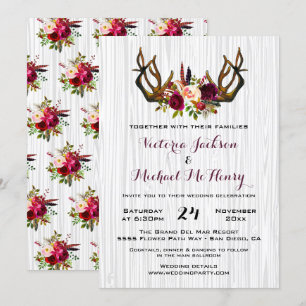 Invitación a la boda rústica de Boho con renos