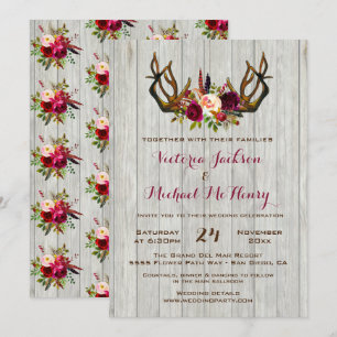Invitación a la boda rústica de Boho con renos