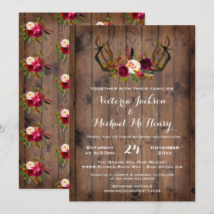 Invitación a la boda rústica de Boho con renos