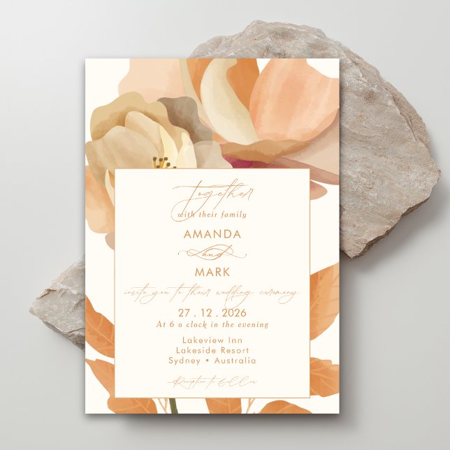 Invitación a la boda rústica de Boho Floral Peach (Subido por el creador)
