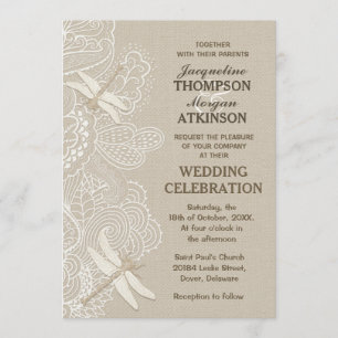 Invitación a la Boda Rústica de Burlap y Lace