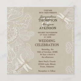Invitación a la Boda Rústica de Burlap y Lace