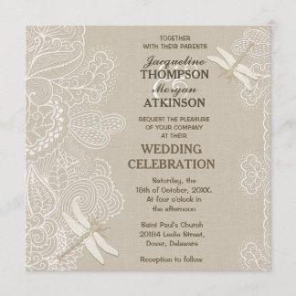 Invitación a la Boda Rústica de Burlap y Lace